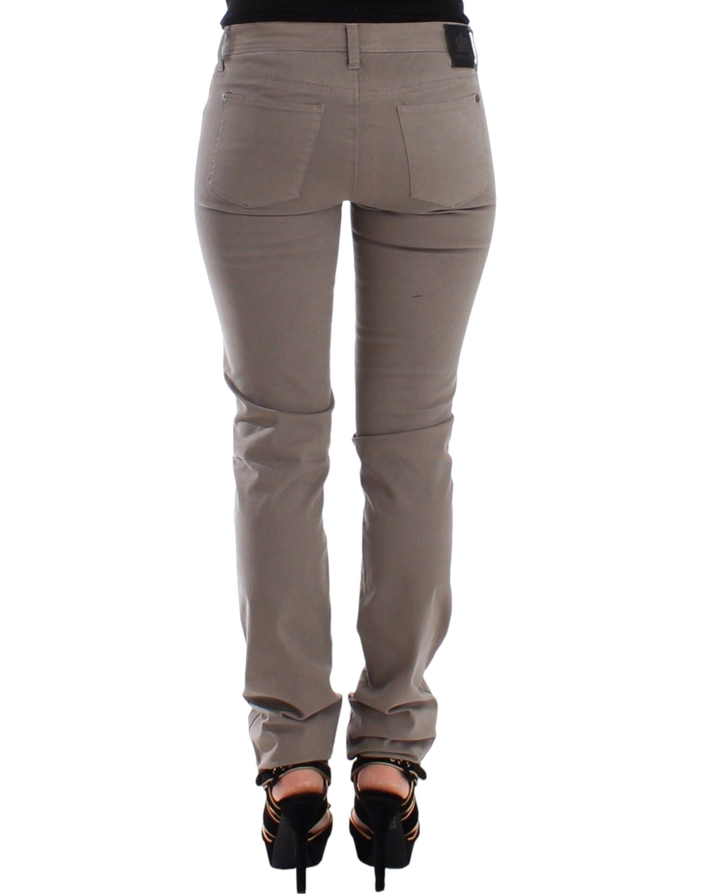 Ermanno Scervino Taupe Beige Slim Jeans Denim Pants Payat