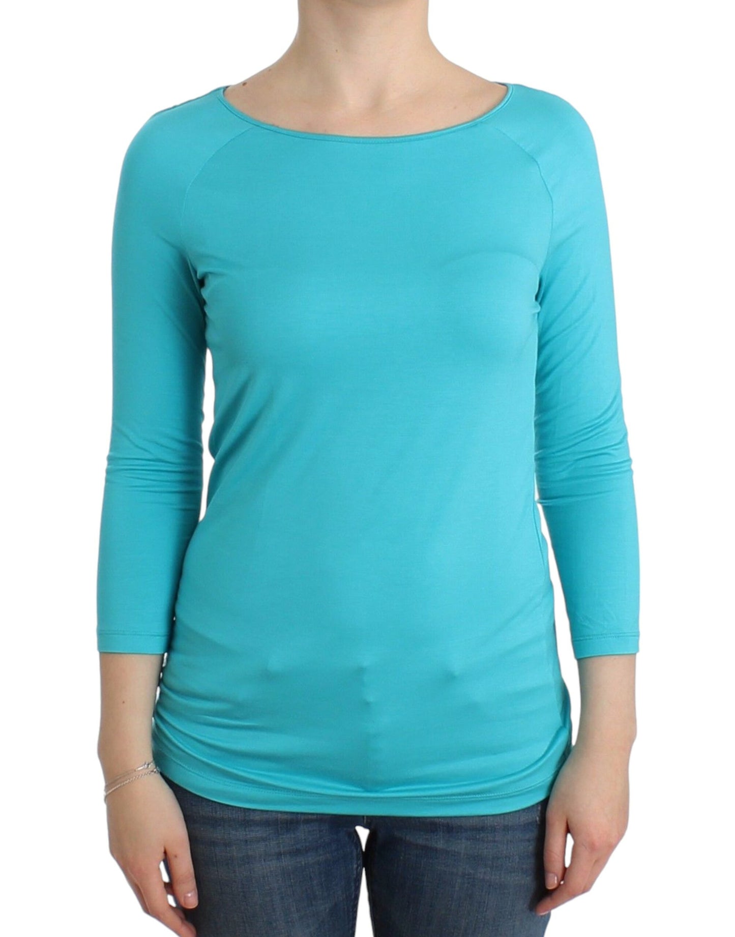 Ermanno Scervino Dessous, blaues Top, Bluse, Pullover, Modal, einfarbig