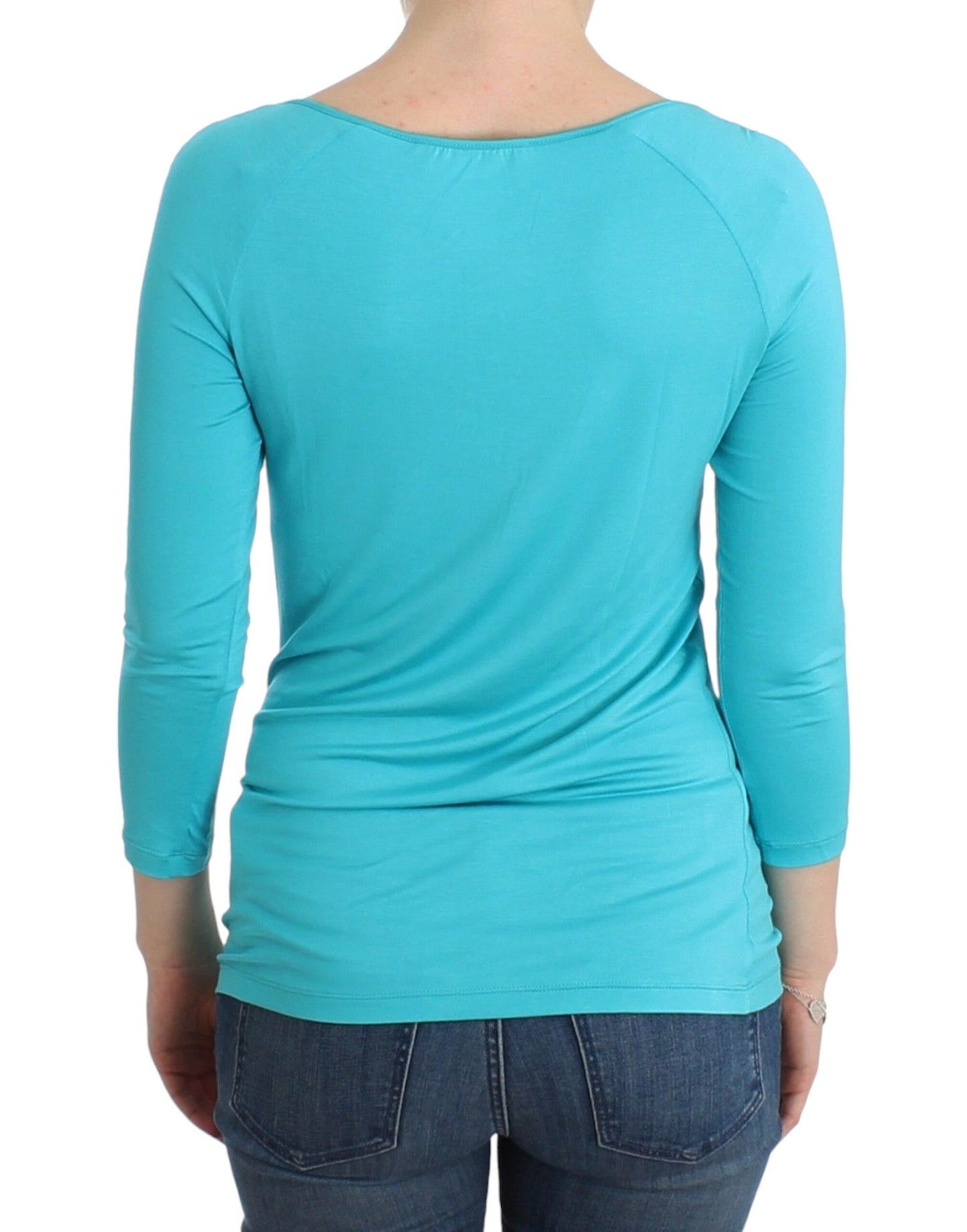 Ermanno Scervino Dessous, blaues Top, Bluse, Pullover, Modal, einfarbig