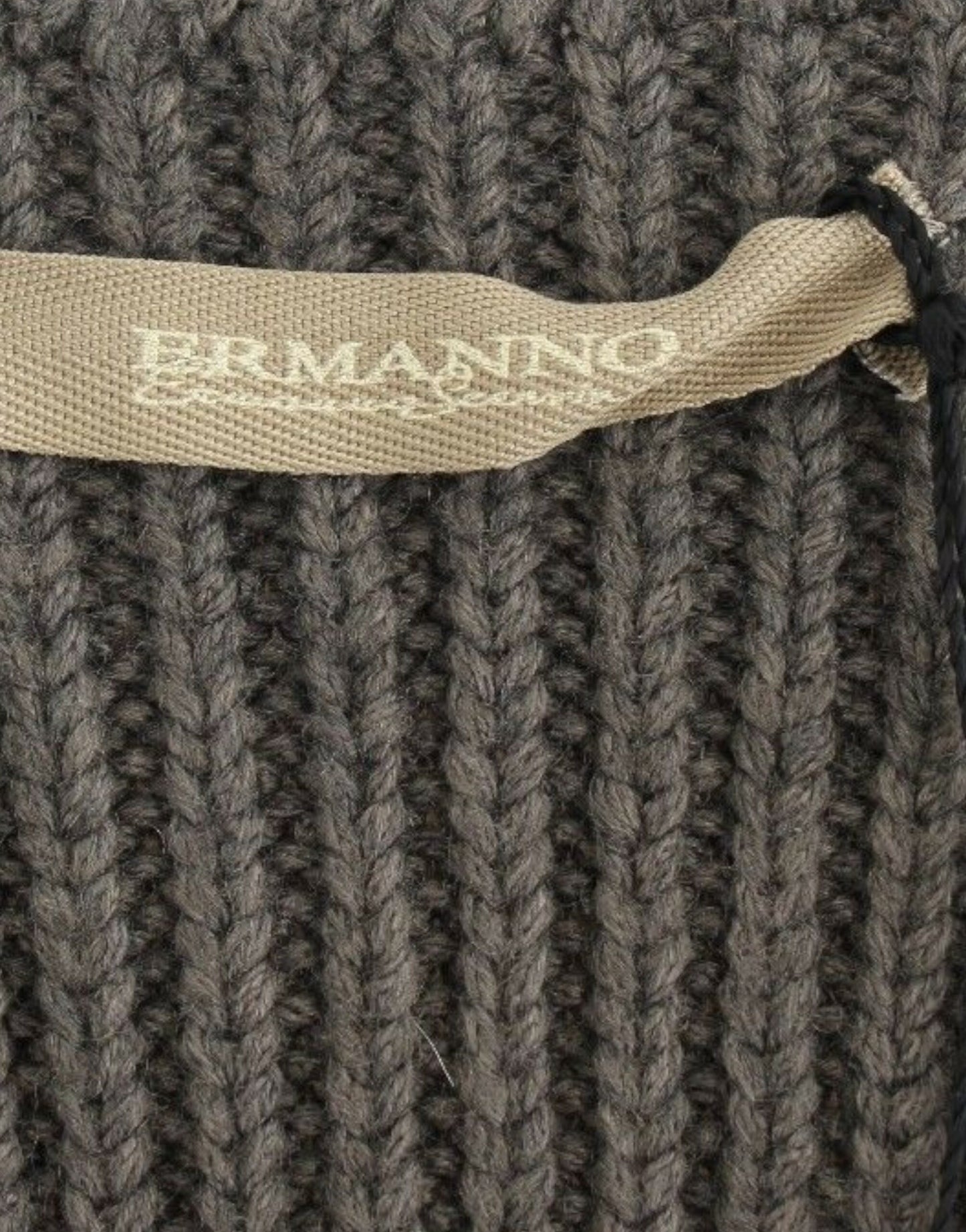 Ermanno Scervino Grauer Strickpullover aus Merinowolle