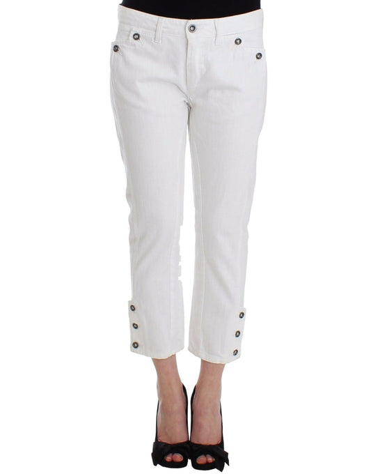 Ermanno Scervino Weiße, verkürzte Jeans, Jeanshose, Marken-Capri