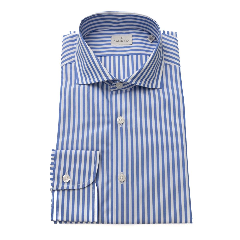 Bagutta Elegant Light Blue Cotton Shirt na may French Collar