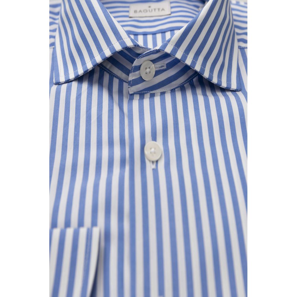 Bagutta Elegant Light Blue Cotton Shirt na may French Collar