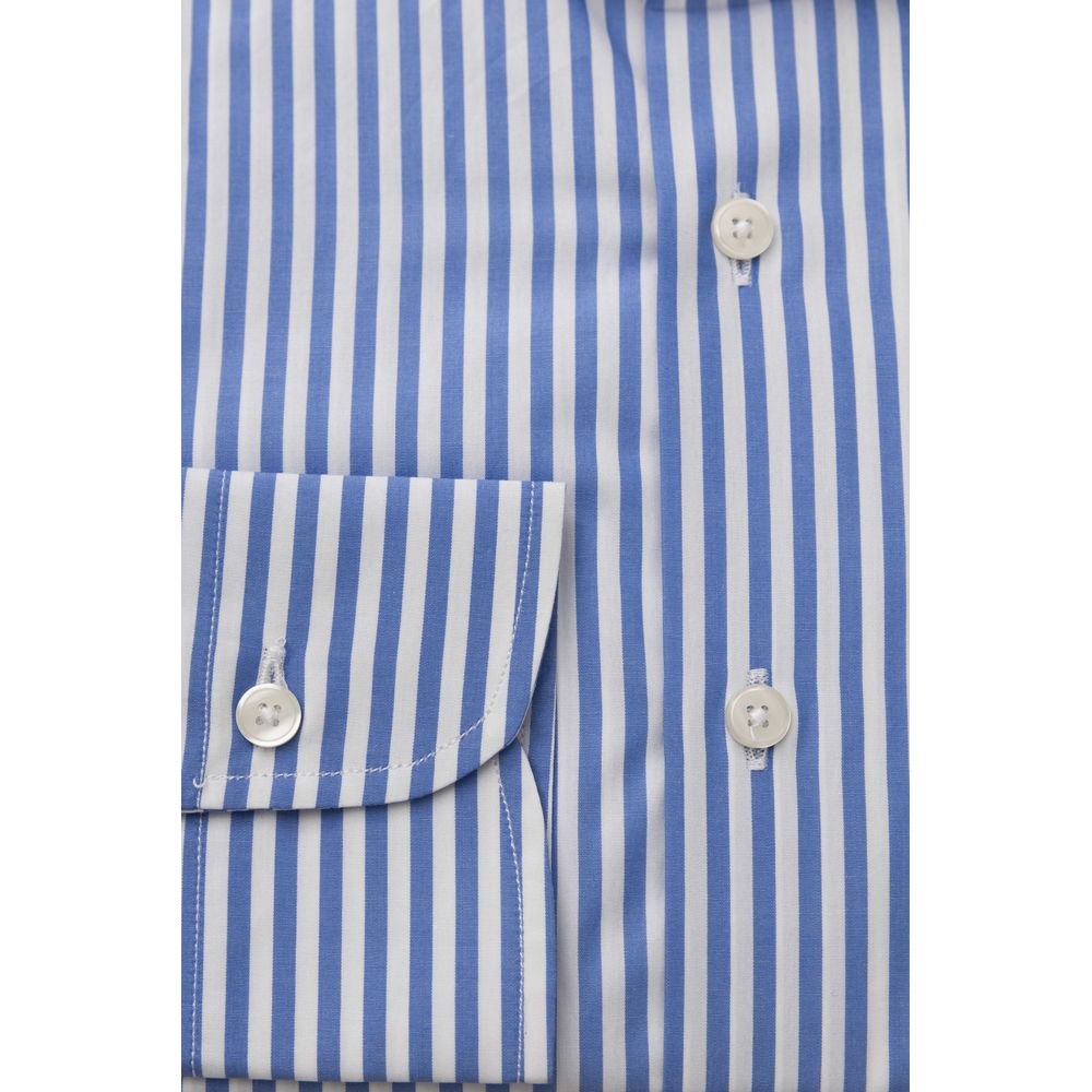 Bagutta Elegant Light Blue Cotton Shirt na may French Collar