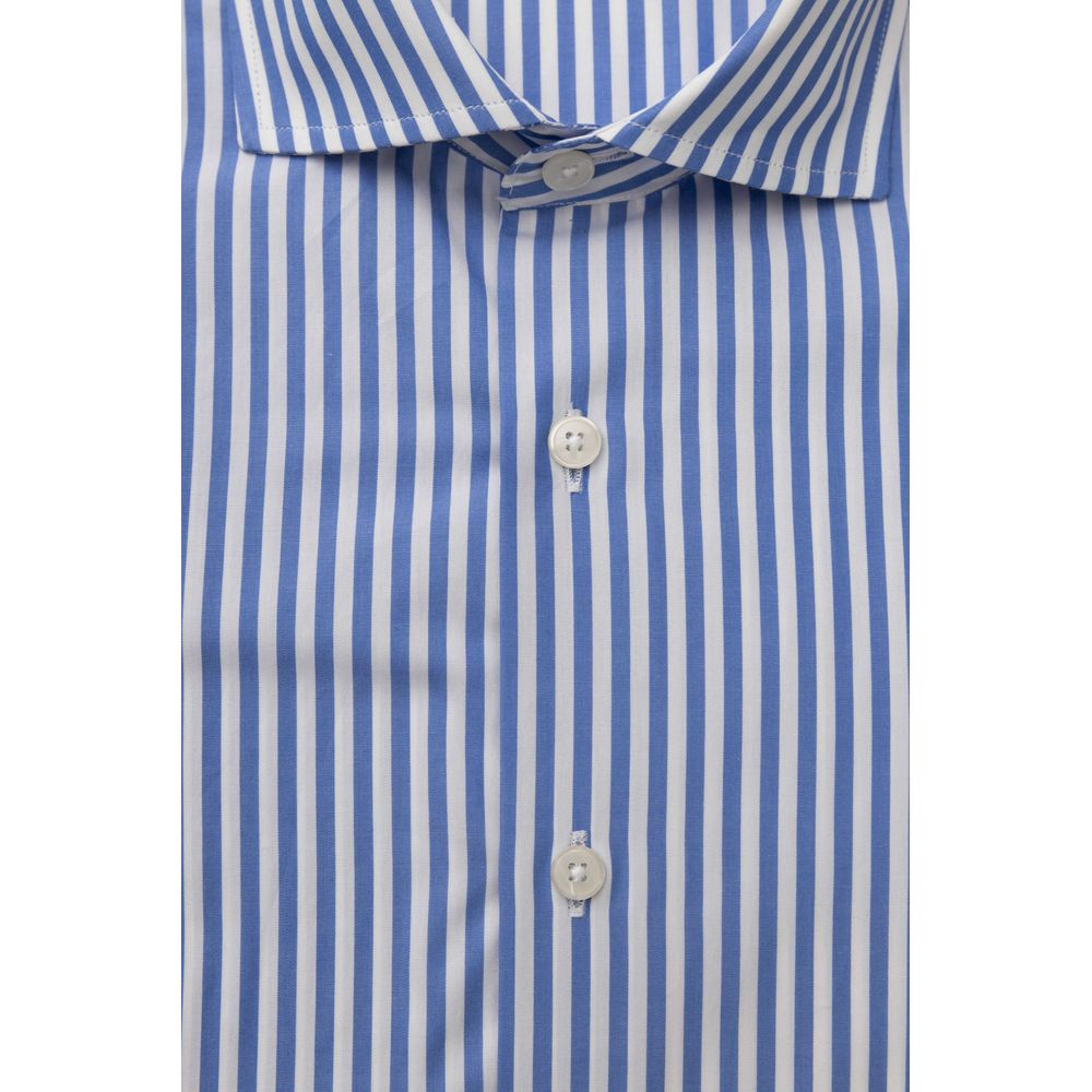 Bagutta Elegant Light Blue Cotton Shirt na may French Collar