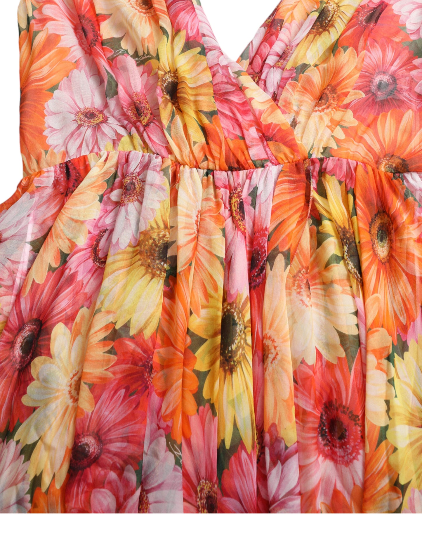 Dolce &amp; Gabbana Multicolor Sunflower Print Silk Midi Dress