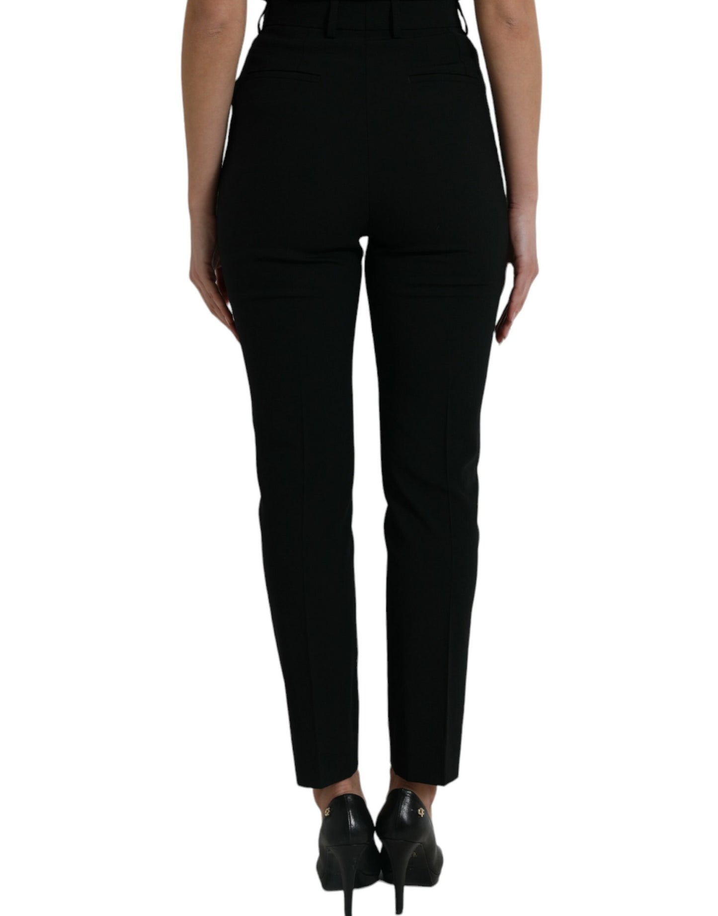 Dolce &amp; Gabbana Black Wool High Waist Tapered Pants