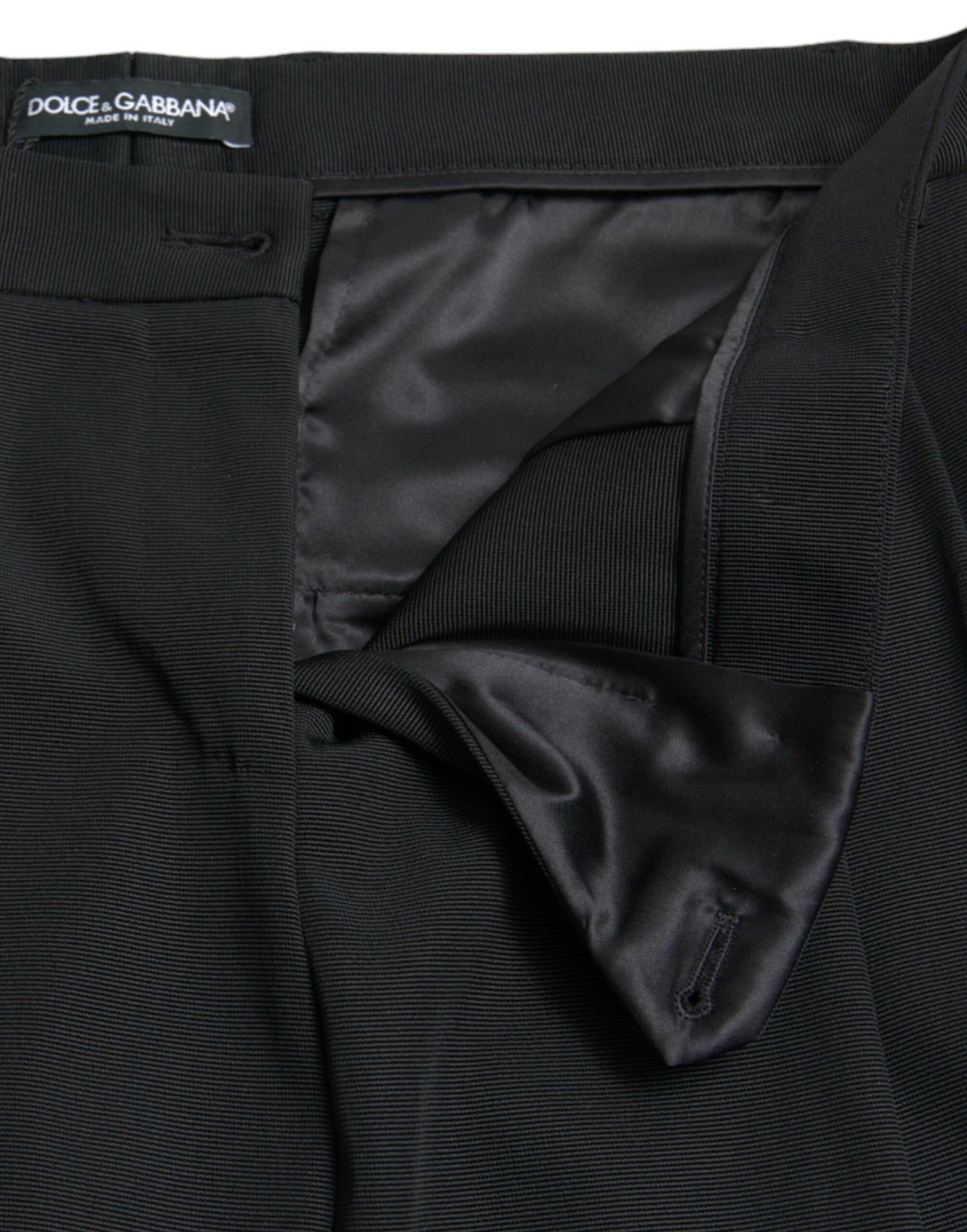 Dolce &amp; Gabbana Black Wool High Waist Cropped Tapered Pants