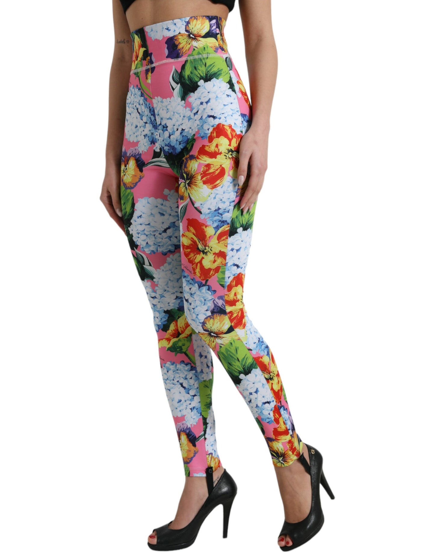 Dolce &amp; Gabbana Multicolor Floral High Waist Leggings Pants