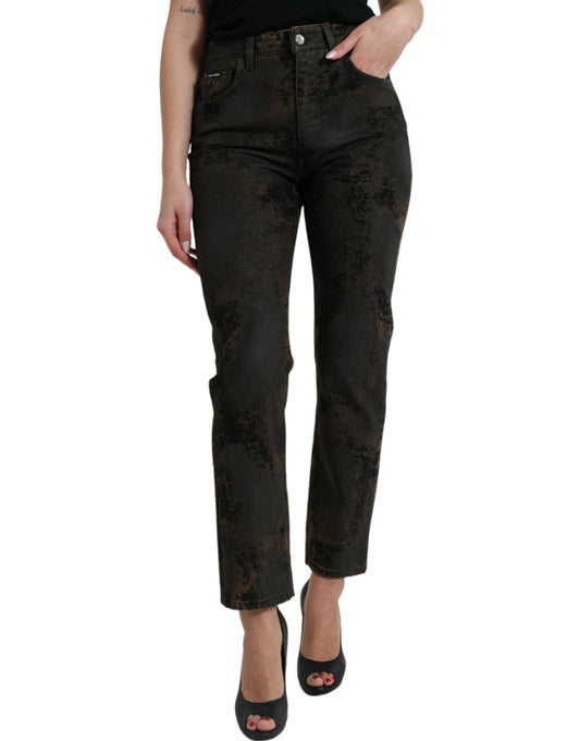 Dolce &amp; Gabbana Brown BOYFRIEND Mid Waist Cotton Denim Jeans