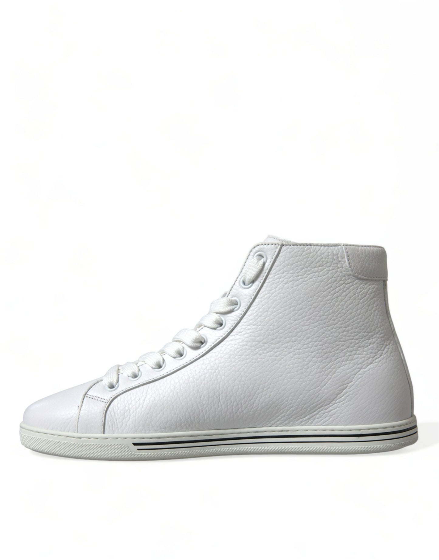 Dolce & Gabbana Elegant White Leather High Top Sneakers