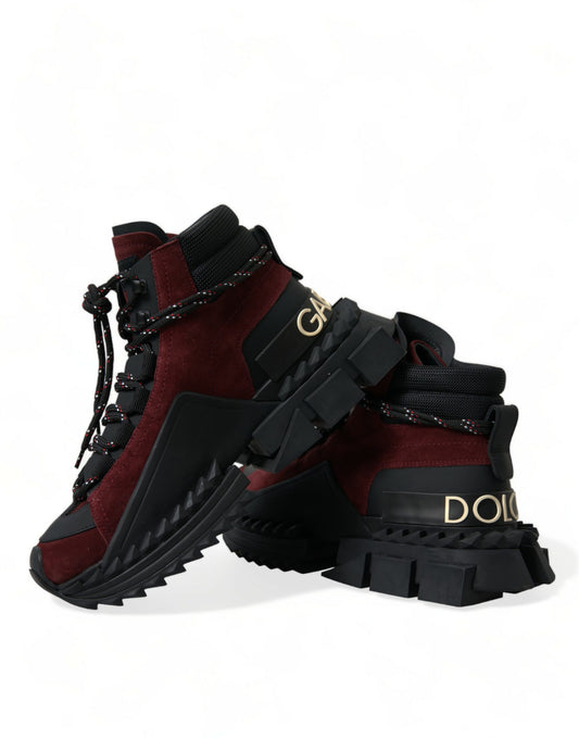 Dolce &amp; Gabbana Burgundy Super King High Top Herren Sneakers Schuhe