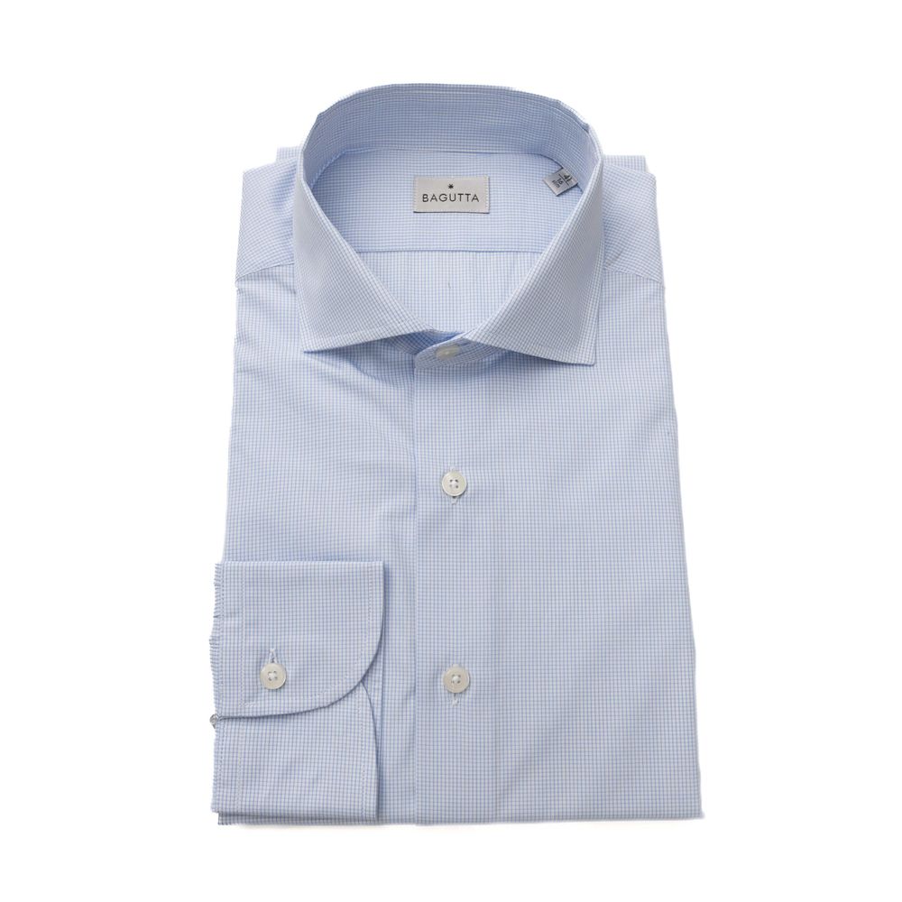 Bagutta Elegant French Collar Cotton Shirt - Banayad na Asul