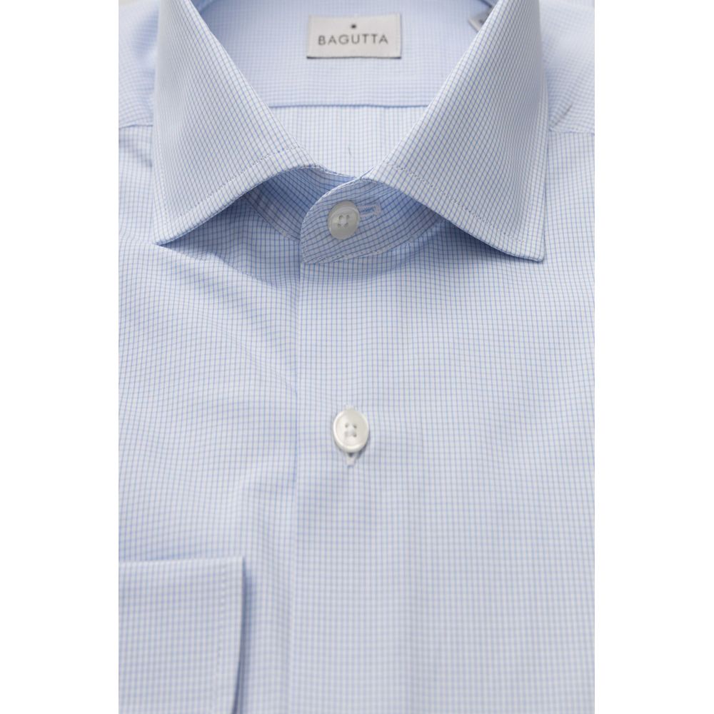 Bagutta Elegant French Collar Cotton Shirt - Banayad na Asul