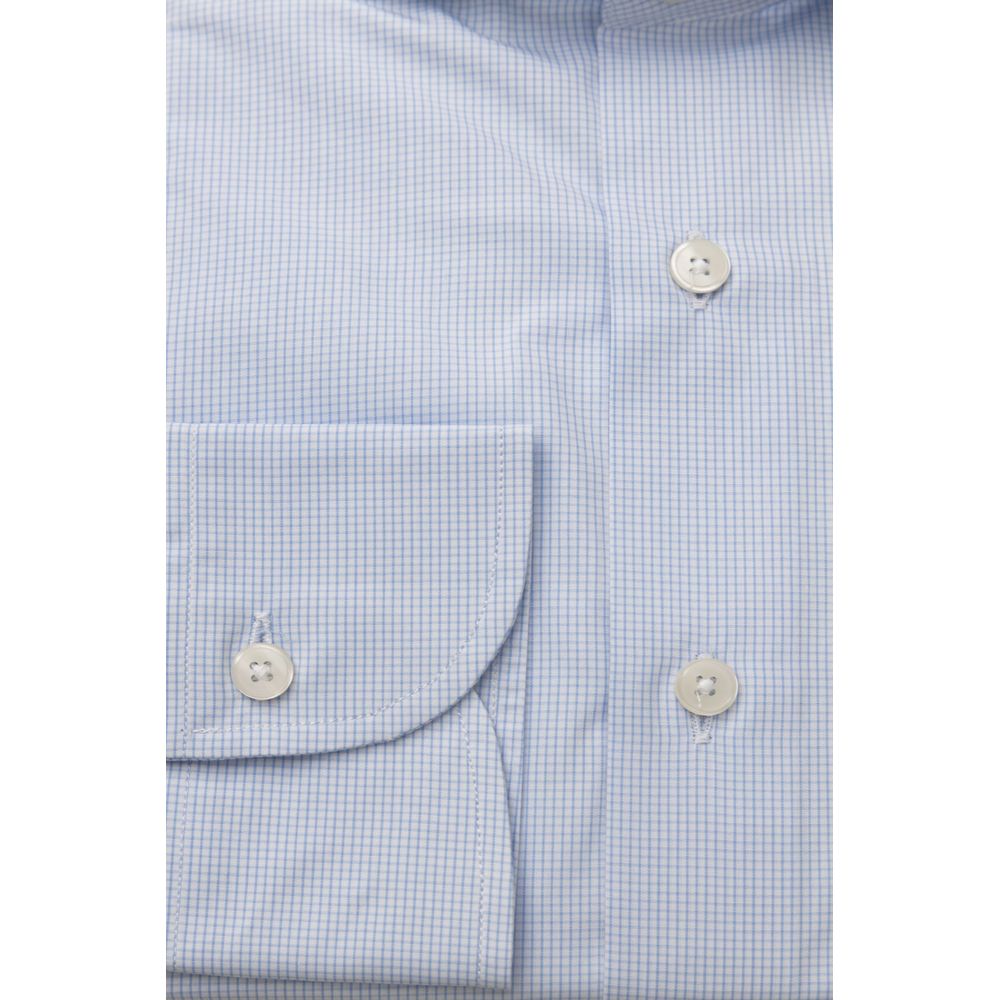 Bagutta Elegant French Collar Cotton Shirt - Banayad na Asul