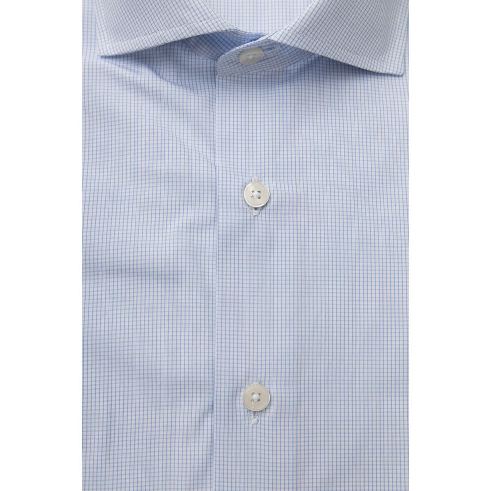 Bagutta Elegant French Collar Cotton Shirt - Banayad na Asul