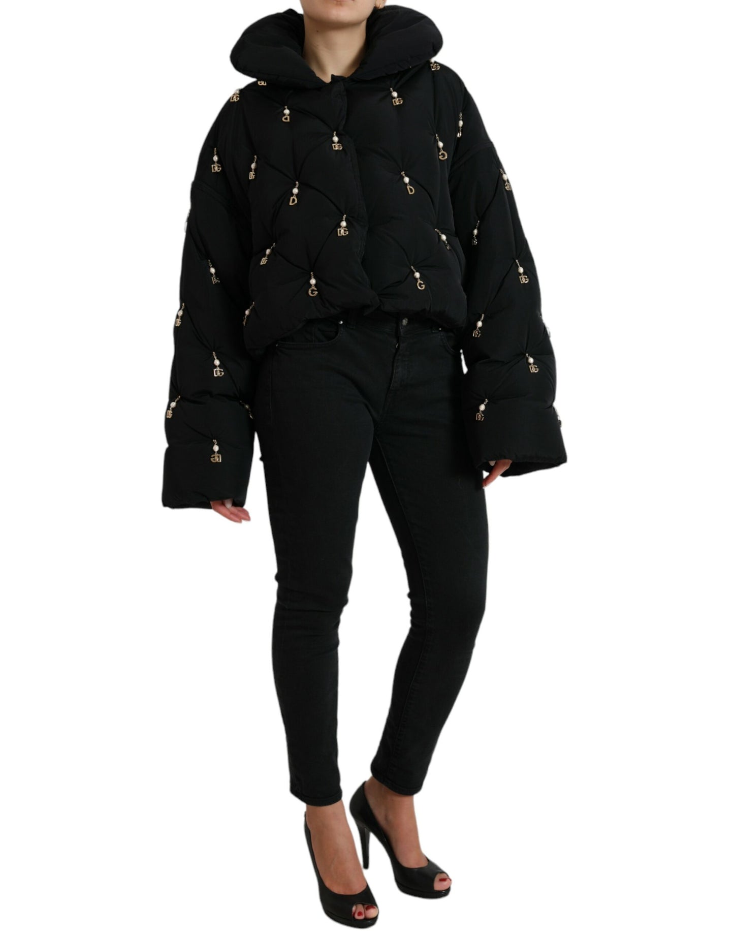 Dolce & Gabbana Elegant Quilted Jacket with Pearl Embellishment