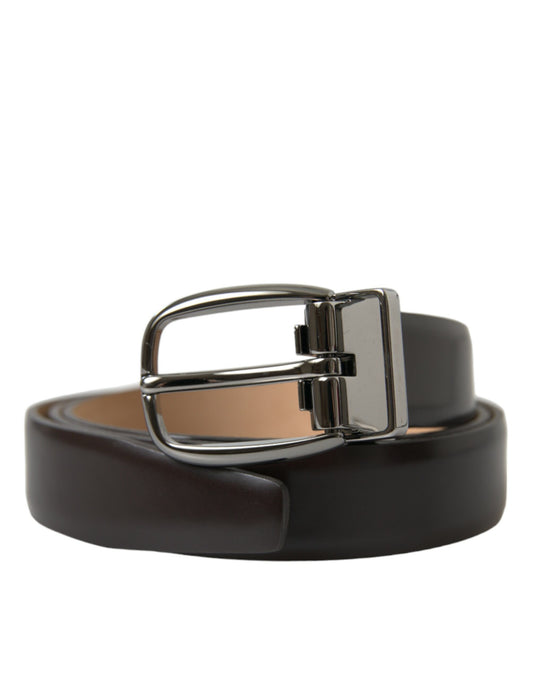 Dolce & Gabbana Elegant Dark Brown Calf Leather Belt