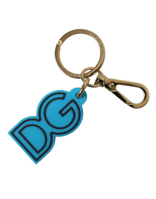 Dolce & Gabbana Elegant Blue & Gold Keychain Accessory