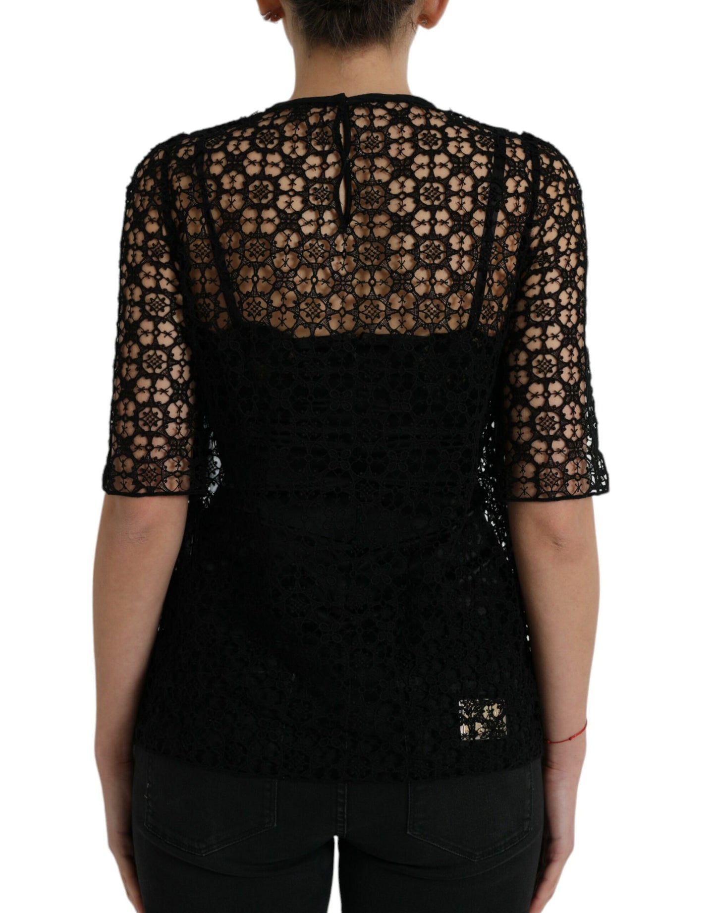 Dolce & Gabbana Elegant Floral Lace Blouse Top