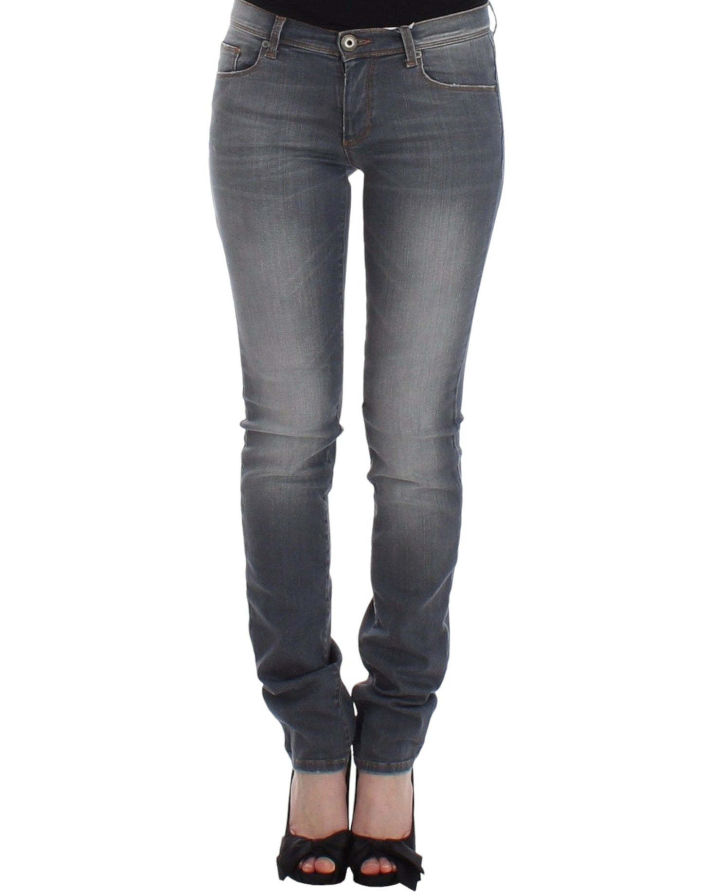 Ermanno Scervino Graue Slim-Jeans-Jeanshose mit schmalem Bein und Stretch