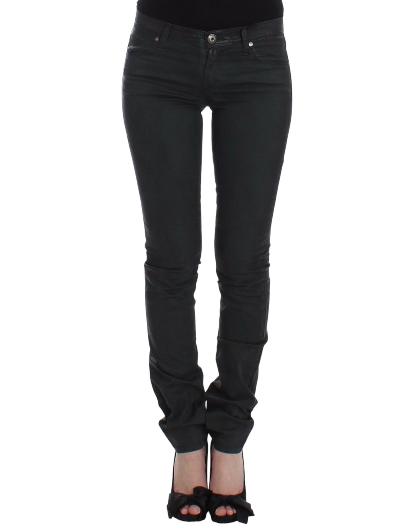 Ermanno Scervino Grüne Slim-Jeans-Jeanshose mit geradem Bein und Stretch