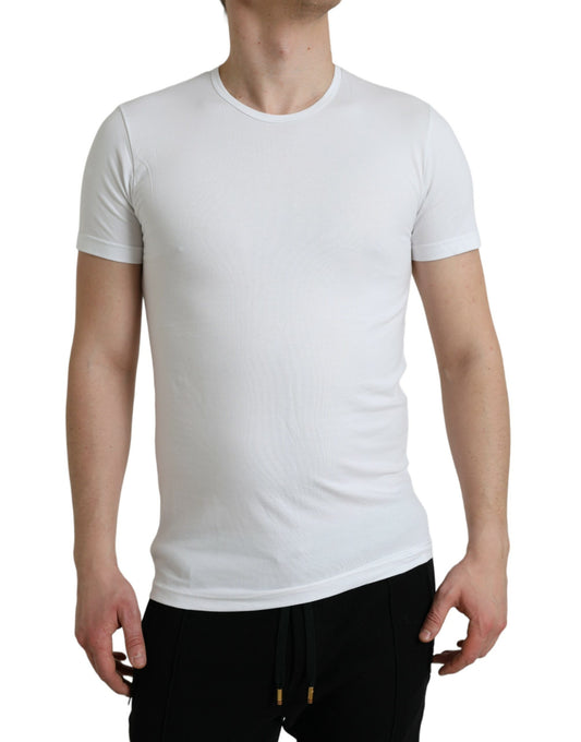 Dolce & Gabbana White Cotton Round Neck Crewneck Underwear T-shirt