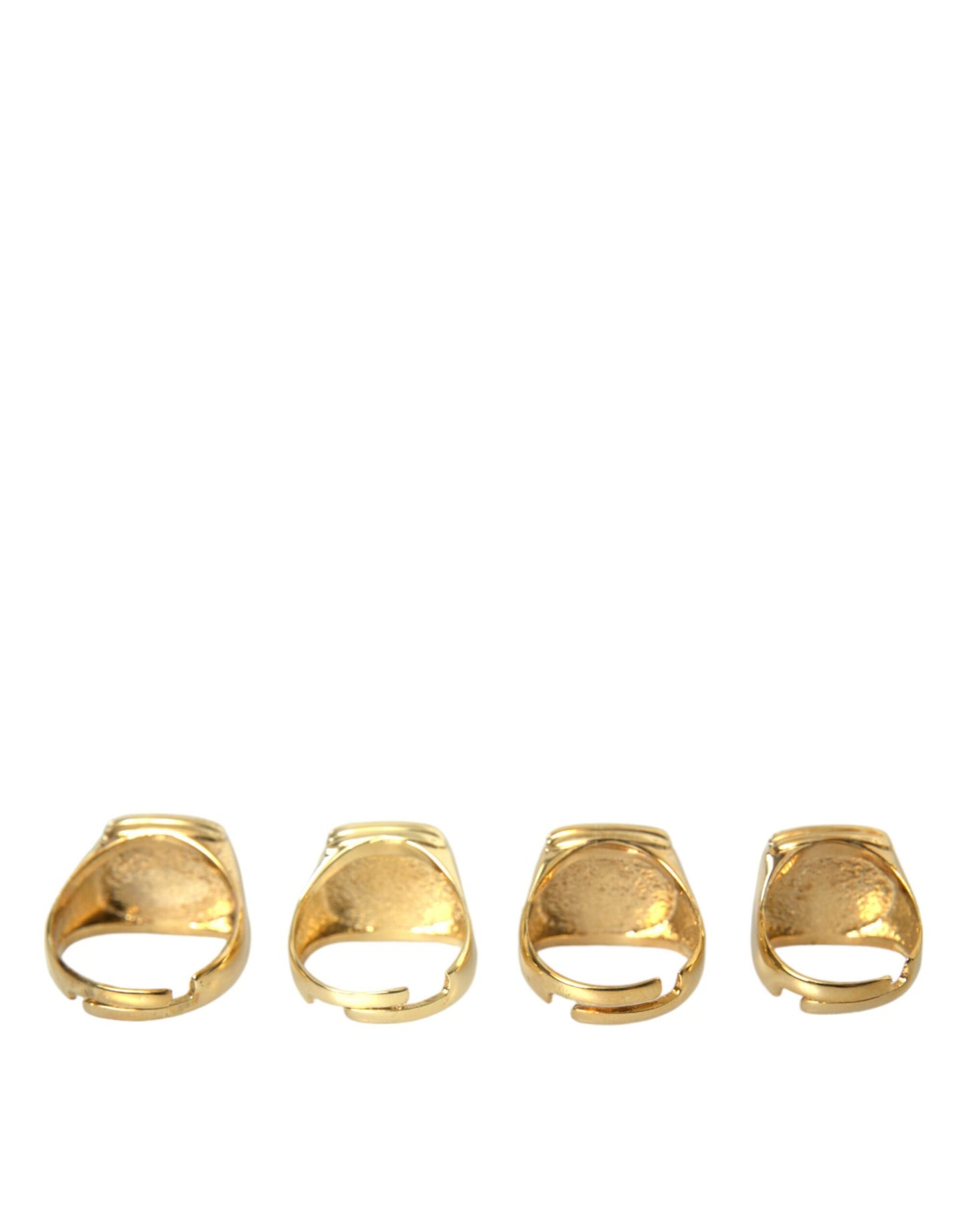 Dolce & Gabbana Gold Brass KING Enamel Set of 4 Ring