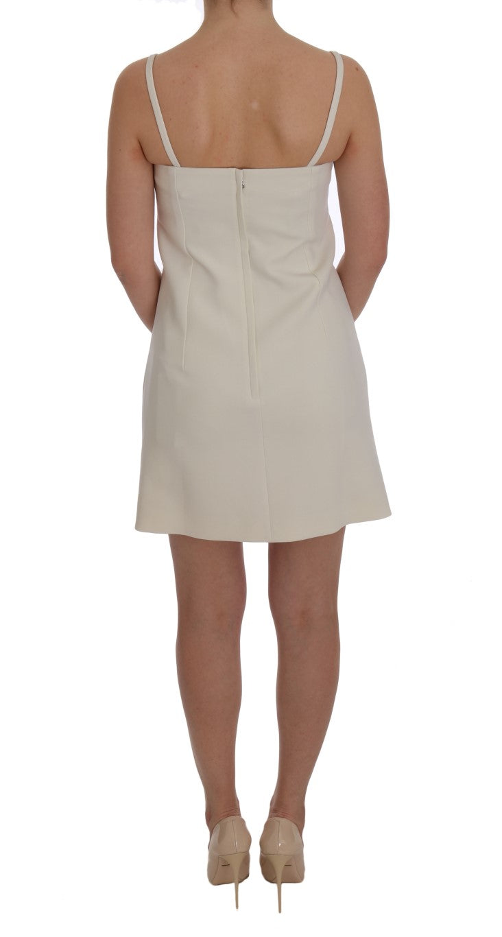 Dolce &amp; Gabbana White Wool Stretch Brooch Shift Dress