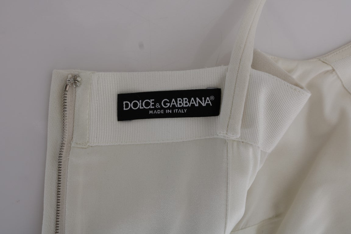 Dolce &amp; Gabbana White Wool Stretch Brooch Shift Dress