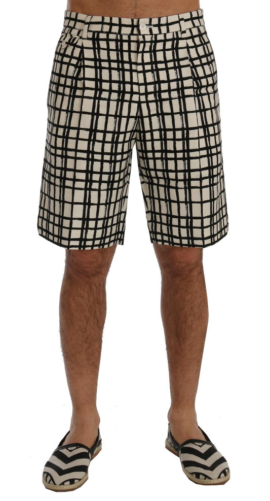 Dolce &amp; Gabbana White Black Striped Casual Shorts