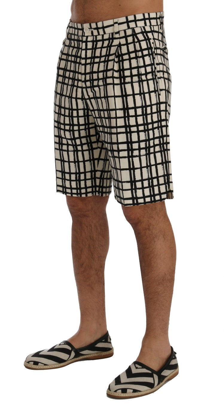 Dolce &amp; Gabbana White Black Striped Casual Shorts