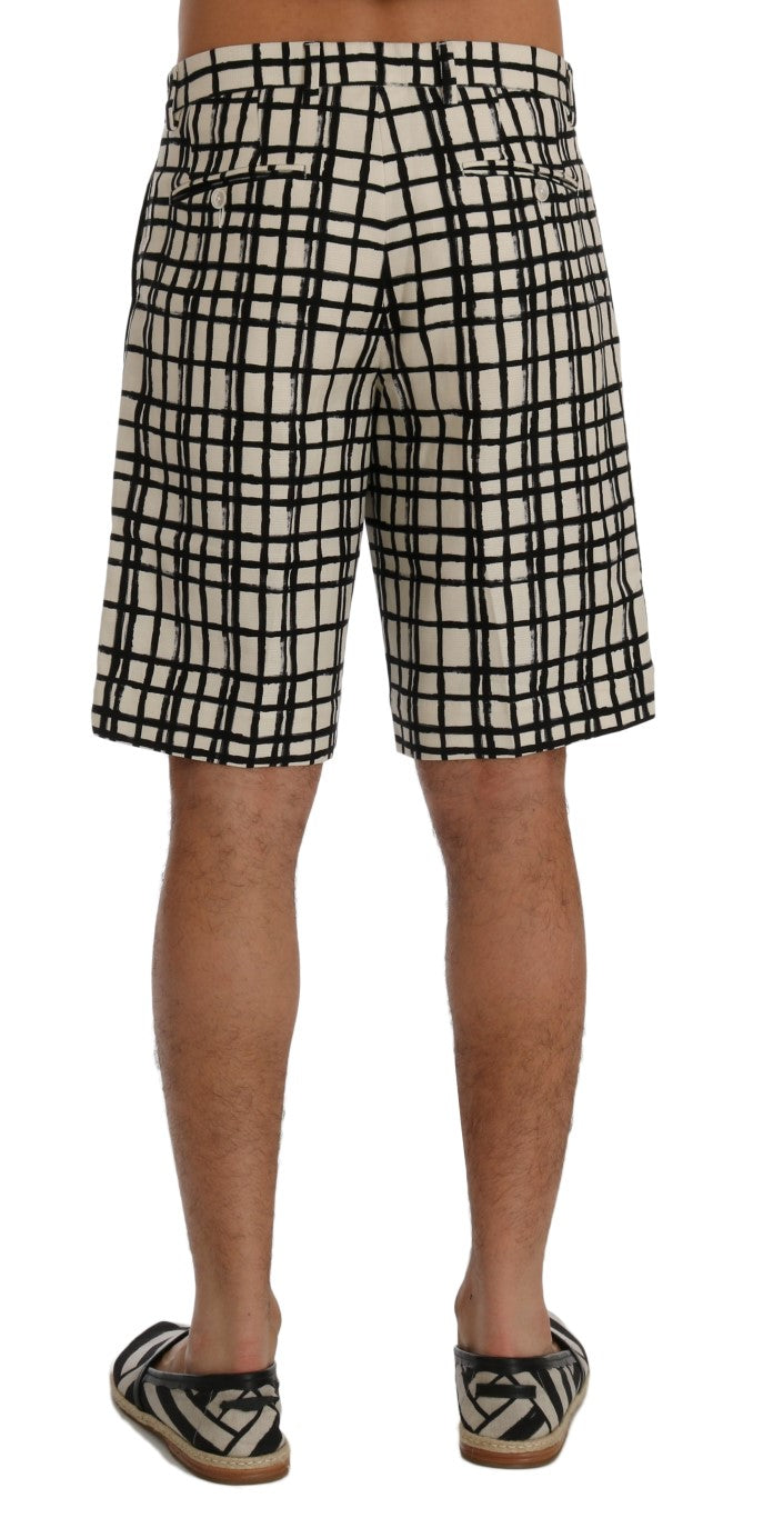 Dolce &amp; Gabbana White Black Striped Casual Shorts