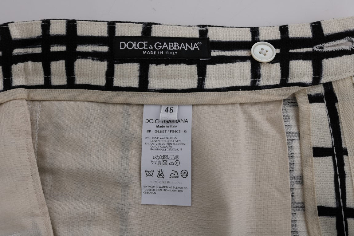 Dolce &amp; Gabbana White Black Striped Casual Shorts