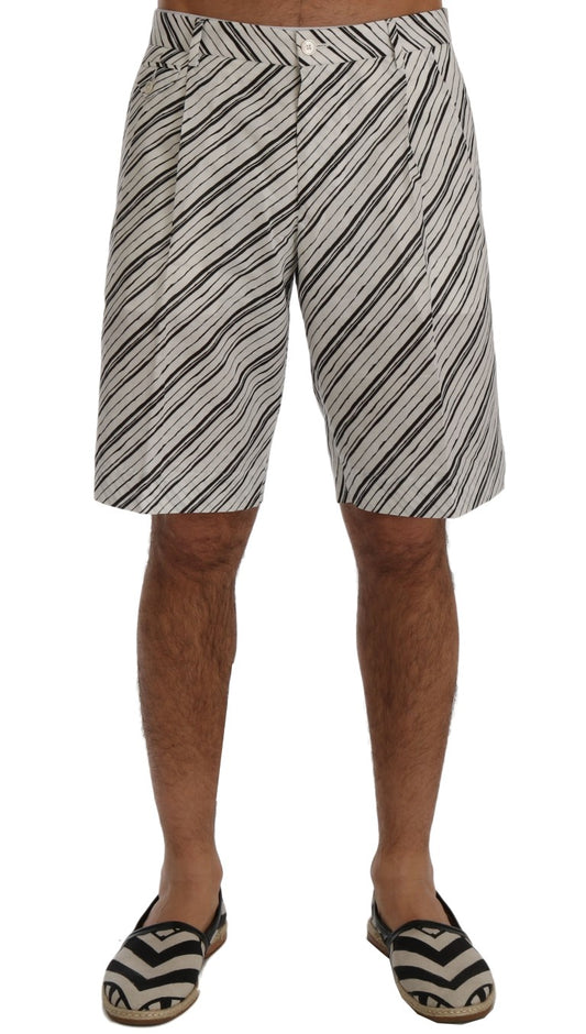 Dolce &amp; Gabbana White Black Striped Casual Shorts