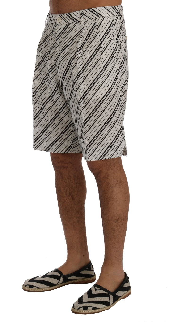 Dolce &amp; Gabbana White Black Striped Casual Shorts