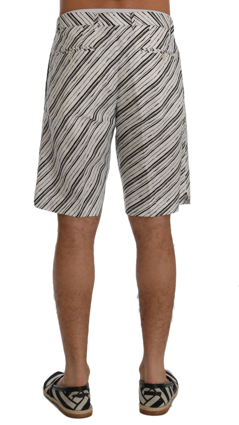 Dolce &amp; Gabbana White Black Striped Casual Shorts