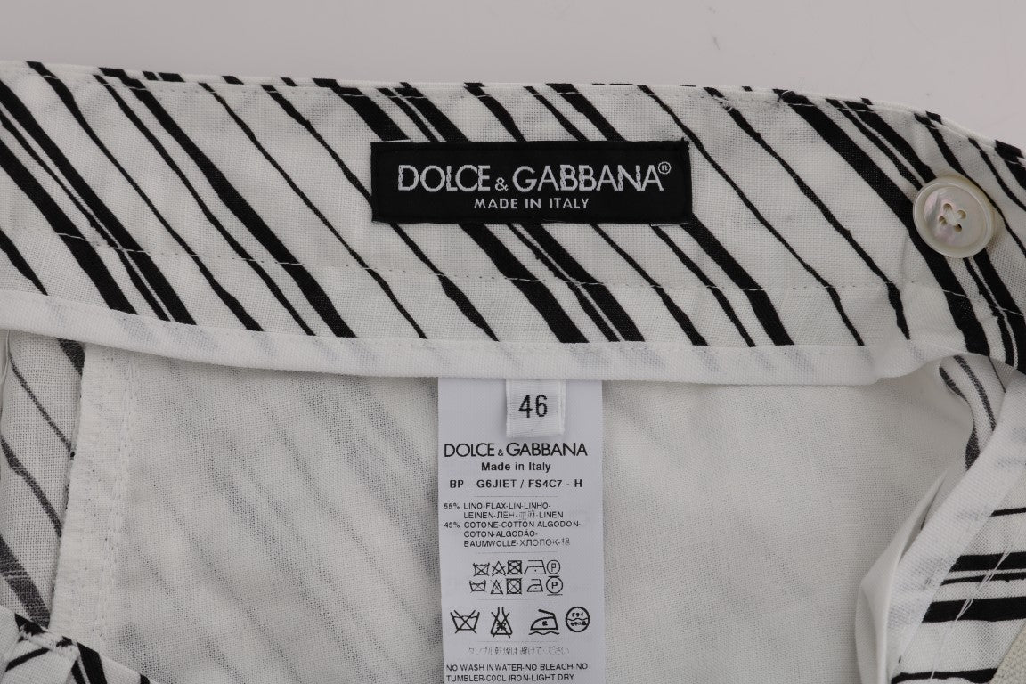 Dolce &amp; Gabbana White Black Striped Casual Shorts