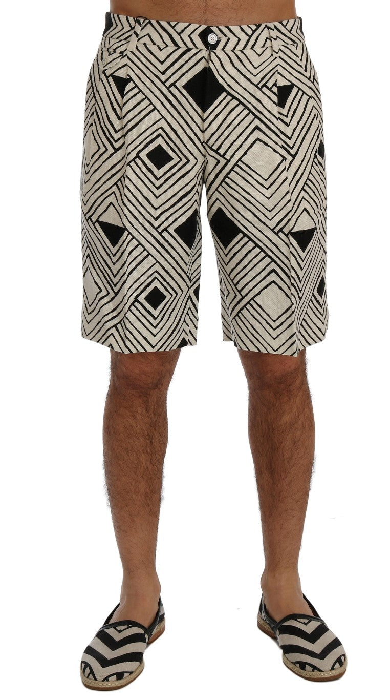 Dolce &amp; Gabbana White Black Striped Casual Shorts