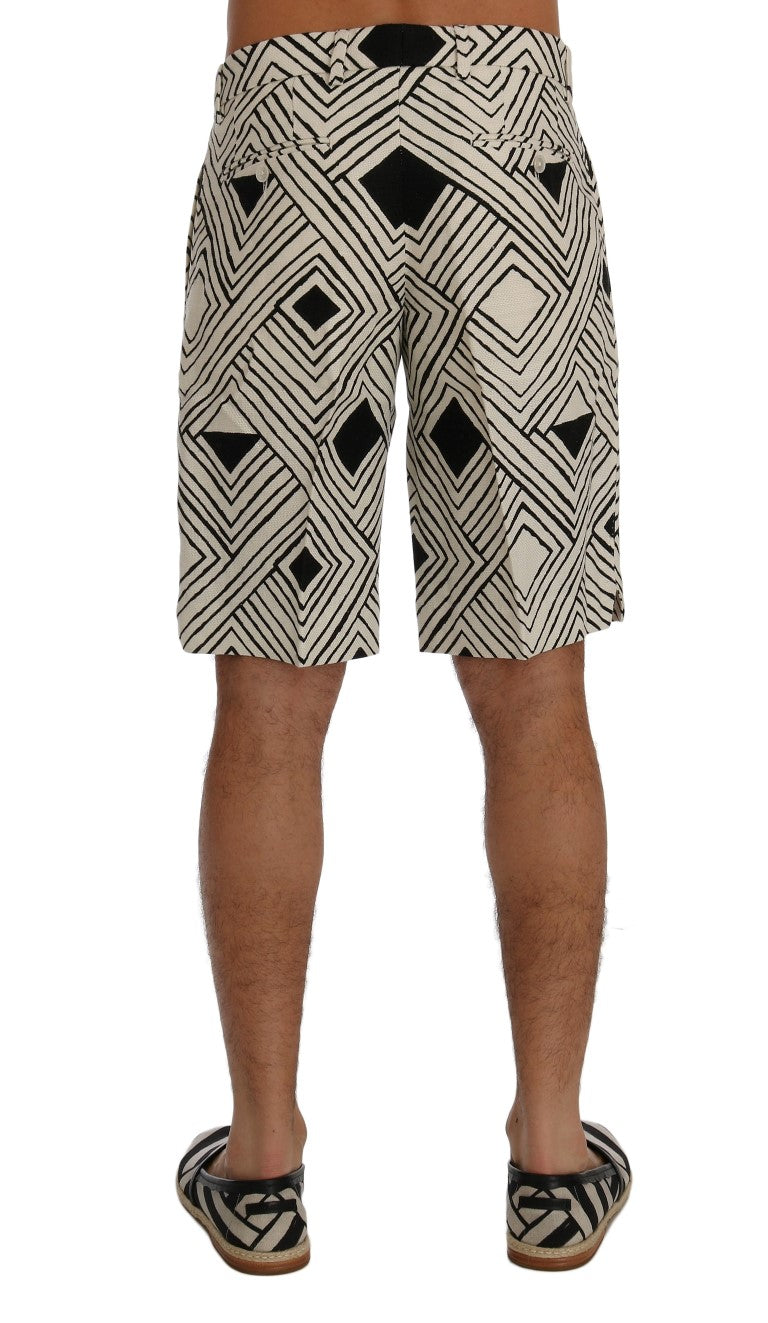 Dolce &amp; Gabbana White Black Striped Casual Shorts