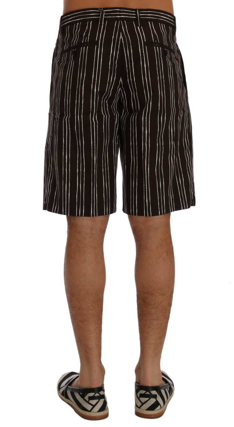 Dolce &amp; Gabbana Bordeaux White Striped Hemp Casual Shorts