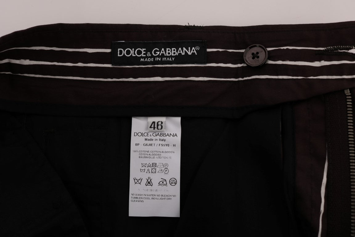 Dolce &amp; Gabbana Bordeaux Weiß gestreifte Hanf-Freizeitshorts