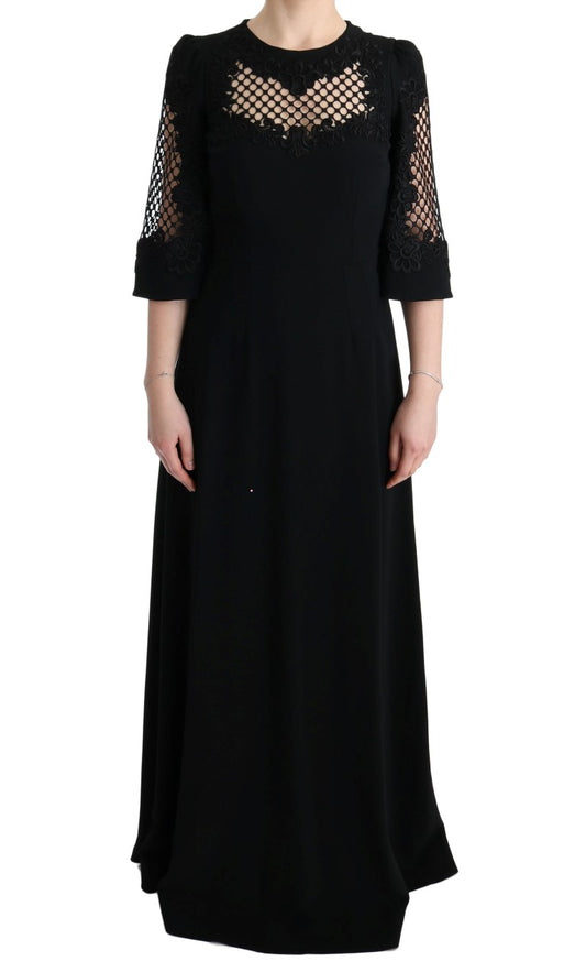 Dolce &amp; Gabbana Black Stretch Shift Long Maxi Dress