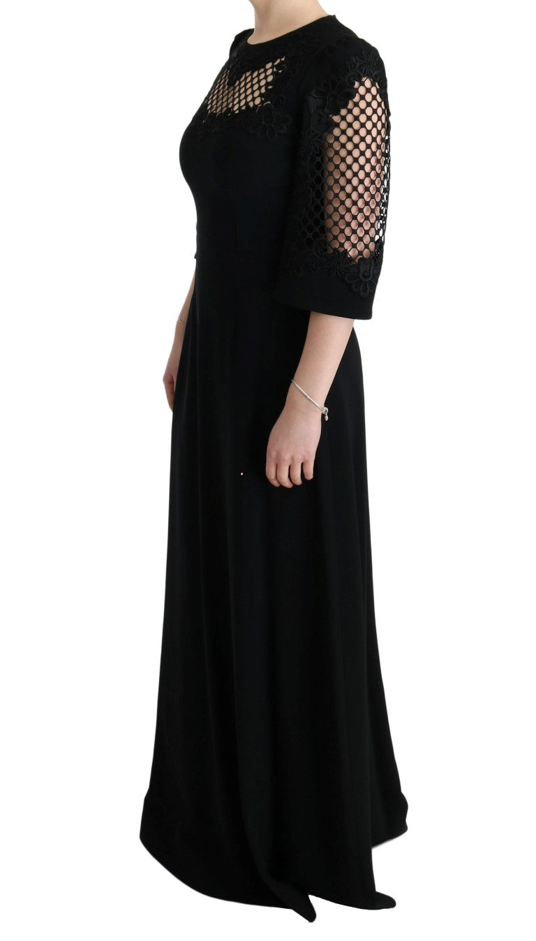 Dolce &amp; Gabbana Black Stretch Shift Long Maxi Dress