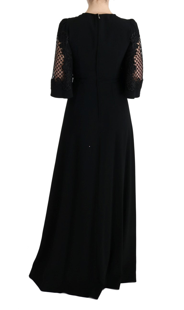 Dolce &amp; Gabbana Black Stretch Shift Long Maxi Dress