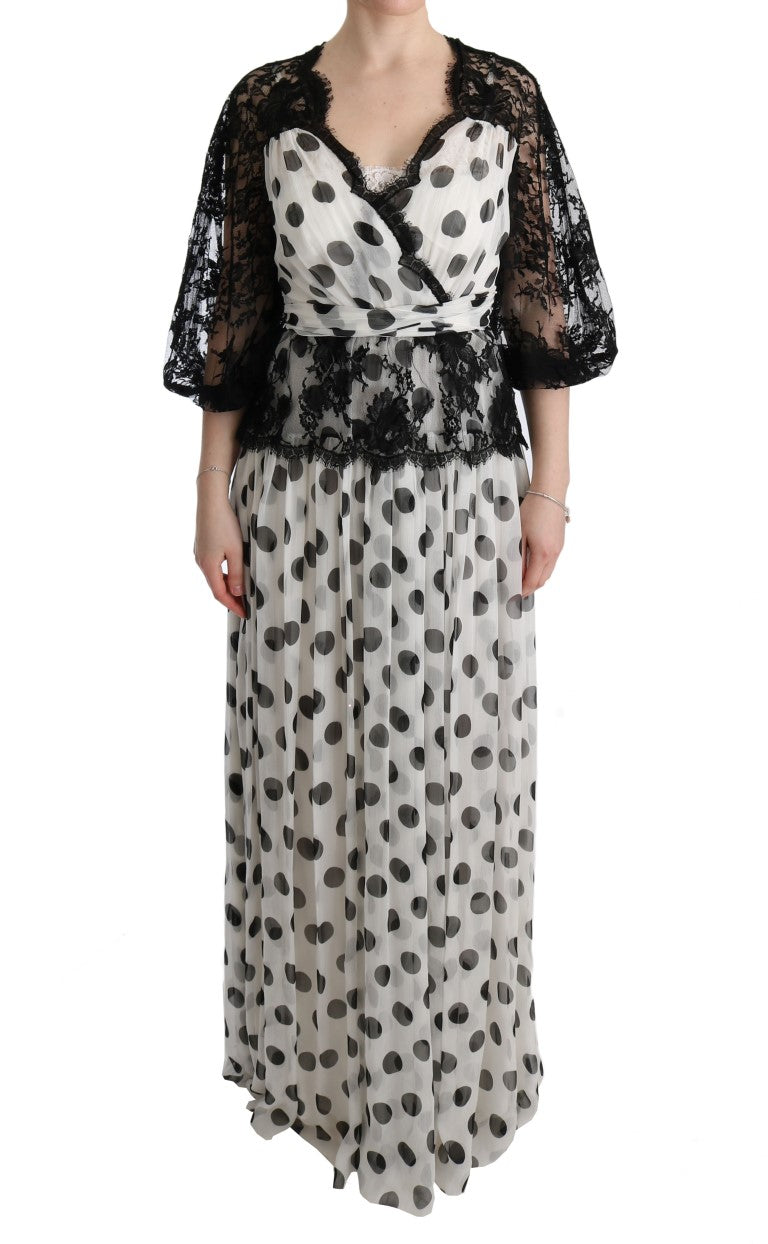 Dolce &amp; Gabbana Black White Polka Dotted Floral Dress