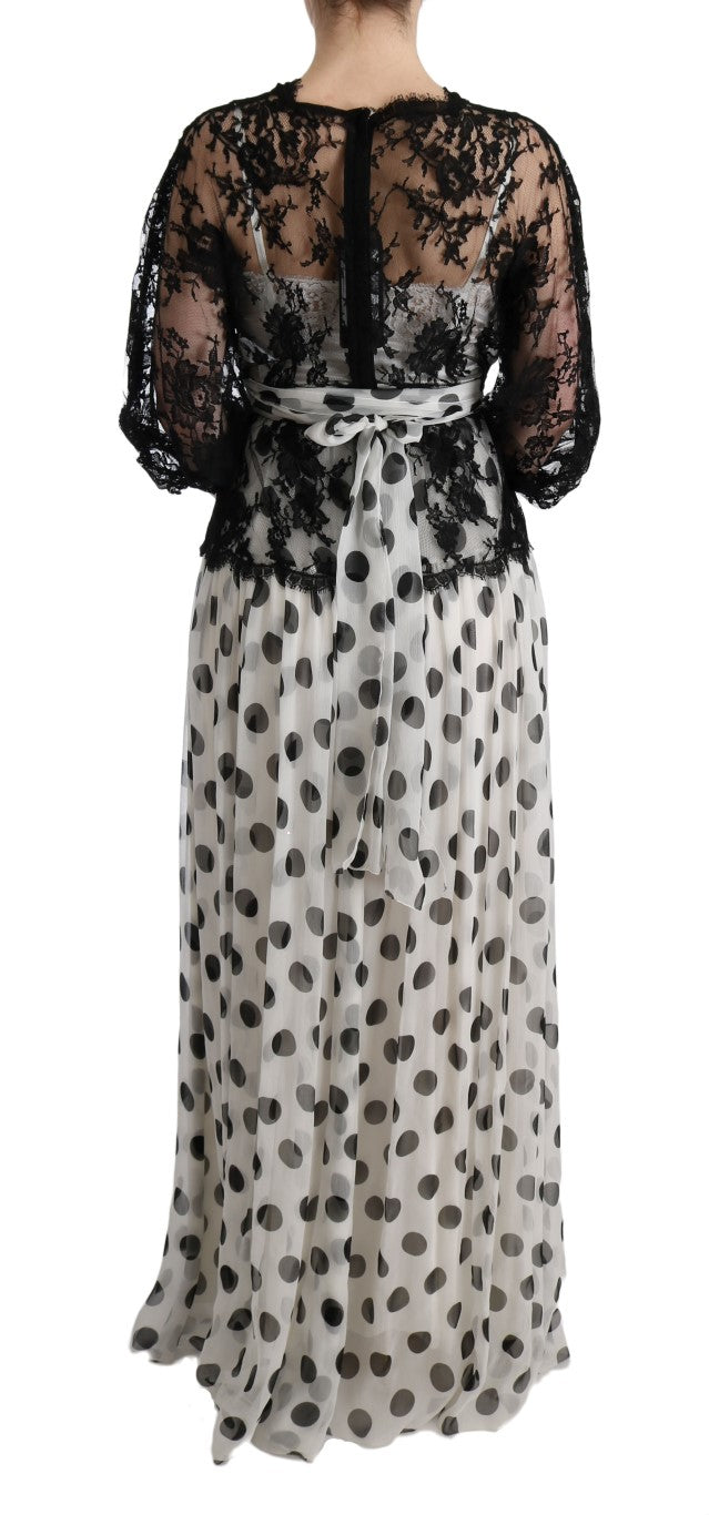 Dolce &amp; Gabbana Black White Polka Dotted Floral Dress