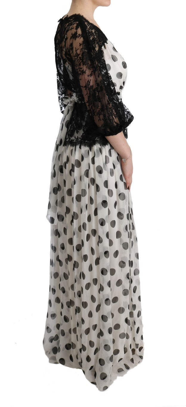 Dolce &amp; Gabbana Black White Polka Dotted Floral Dress