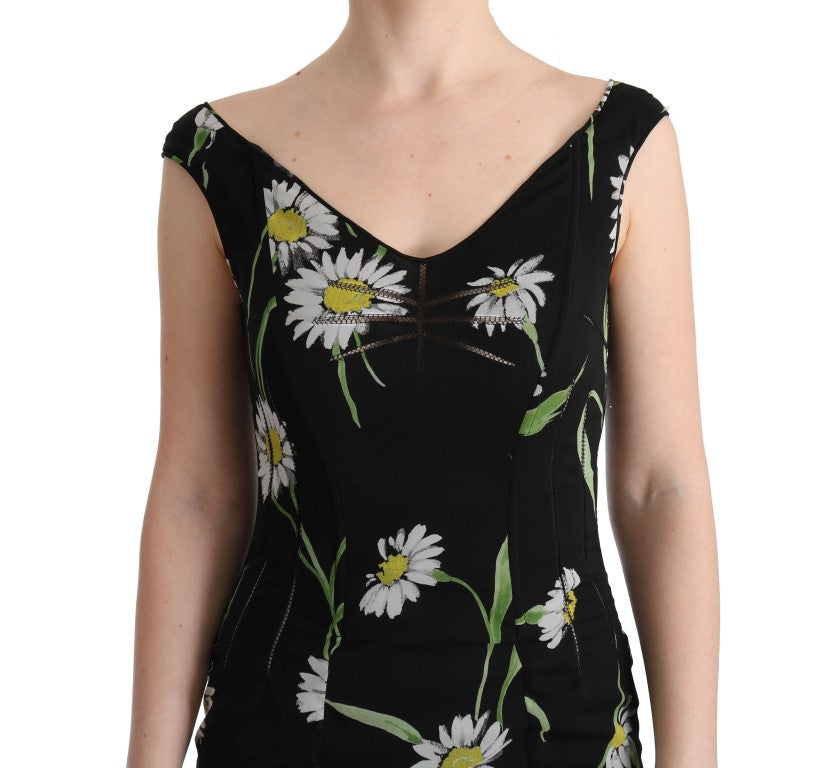 Dolce &amp; Gabbana Sunflower Silk Stretch Sheath Dress