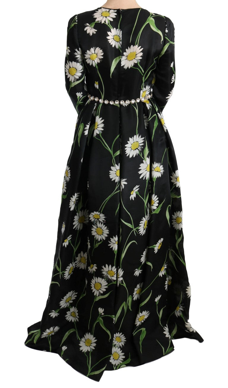 Dolce &amp; Gabbana Multicolor Silk Sunflower Print Long Maxi Dress